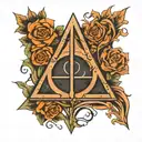 deathly hallows emo style tattoo design idea