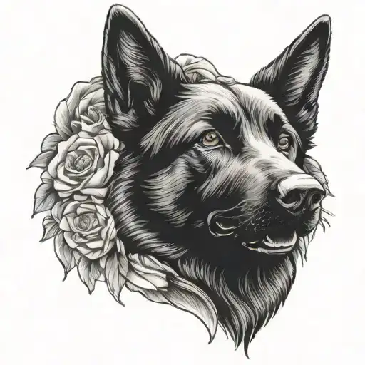 black german shepherd dog tattoo design idea