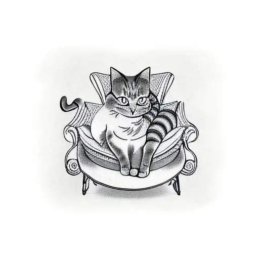 Cat sleeping on chair tattoo design idea