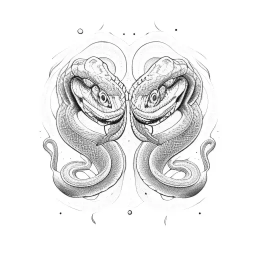 two headed snake sleeve tattoo design idea