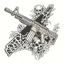 m16 rifle with skeleton   tattoo design idea