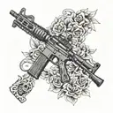 m16 rifle with skeleton   tattoo design idea