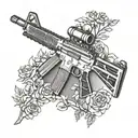 m16 rifle with skeleton   tattoo design idea