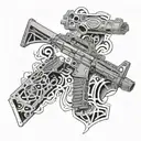 m16 rifle with skeleton   tattoo design idea