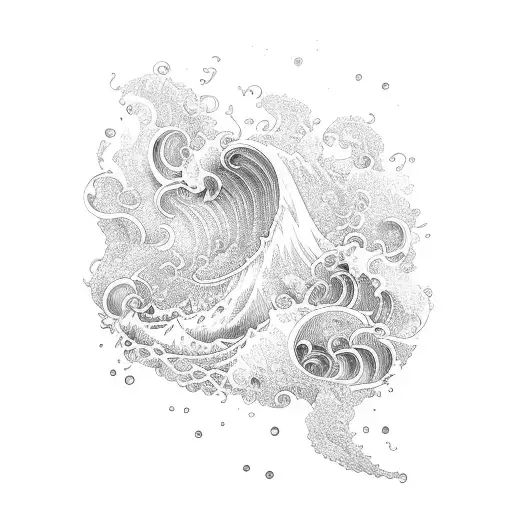ocean wave with siren tail tattoo design idea