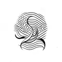 siren tail with ocean wave tattoo design idea