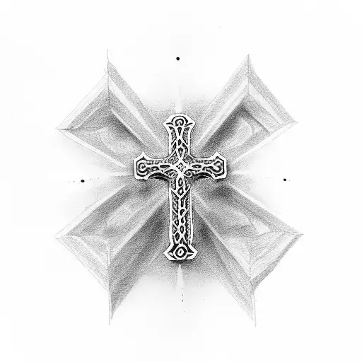 Christian Cross with name Patrick  tattoo design idea