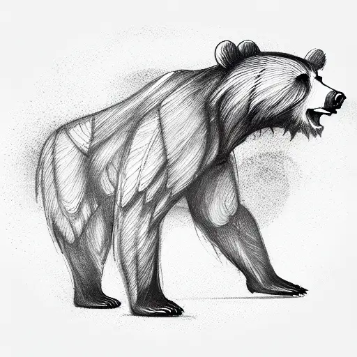 bear with halo and wings tattoo design idea