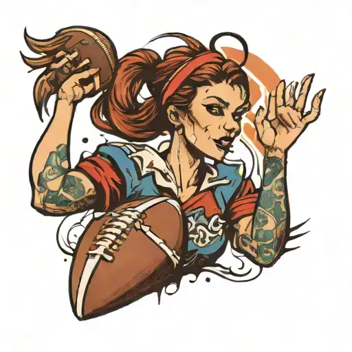 American football Slovakia girl hard life tattoo design idea