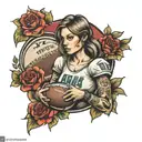 American football Slovakia girl hard life tattoo design idea