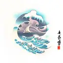 sea surf in a tomoe  tattoo design idea