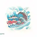 sea surf in a tomoe  tattoo design idea