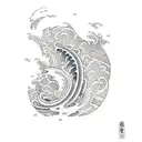 sea surf in a tomoe  tattoo design idea