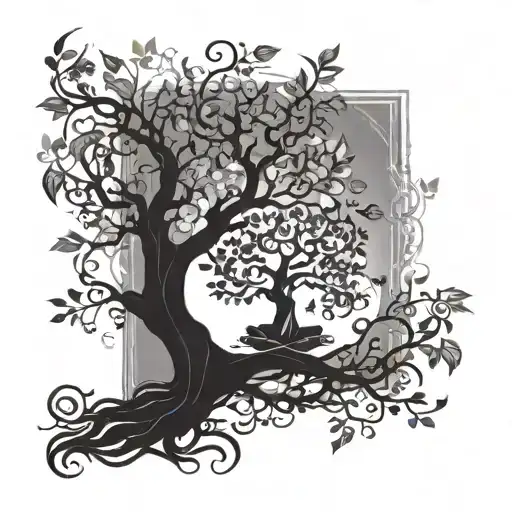 A fusion of a meditative pose and a flourishing tree symbolizing growth and creativity tattoo design idea