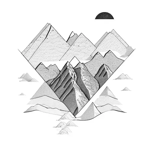 A mountain range shaped like a guitar tattoo design idea