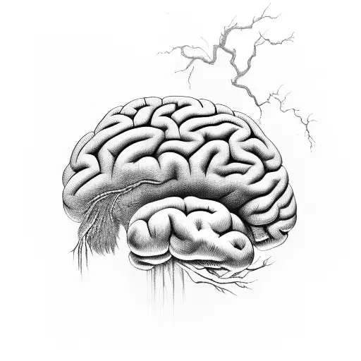 brain with storm clouds tattoo design idea