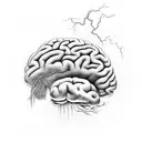 brain with storm clouds tattoo design idea