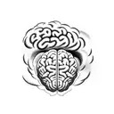 brain with storm clouds tattoo design idea