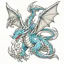 shonron, charizard and blue eyes white dragon flying tattoo design idea