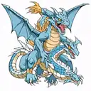 shonron, charizard and blue eyes white dragon flying tattoo design idea