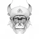 surfing monkey with cap surroundet by waves tattoo design idea