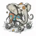 elephant playing roller derby tattoo design idea