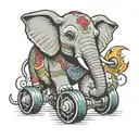 elephant playing roller derby tattoo design idea
