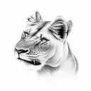 lioness with 2 cubs tattoo design idea