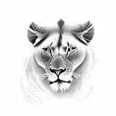 lioness with 2 cubs tattoo design idea
