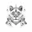 lioness with 2 cubs tattoo design idea