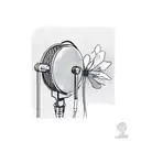 A streaming microphone surrounded by cherry blossoms tattoo design idea