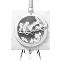 A streaming microphone surrounded by cherry blossoms tattoo design idea