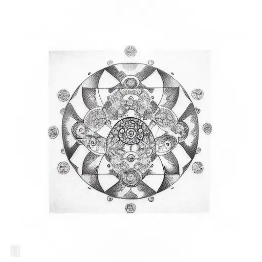 bacio di klimt with geometric Fibonacci tattoo design idea