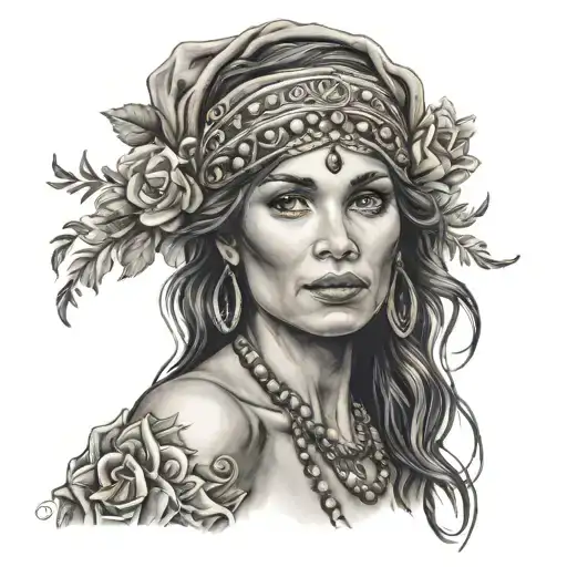 gypsy woman tattoo design idea