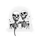2 skeleton friends drinking beer tattoo design idea