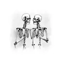 2 skeleton friends drinking beer tattoo design idea