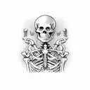 2 skeleton friends drinking beer tattoo design idea