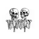2 skeleton friends drinking beer tattoo design idea