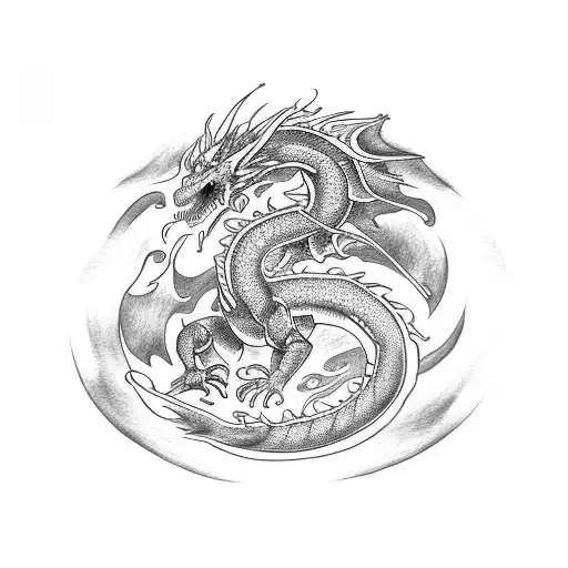 create a fire dragon tattoo design idea