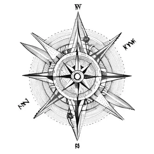 compass rose tattoo drawing