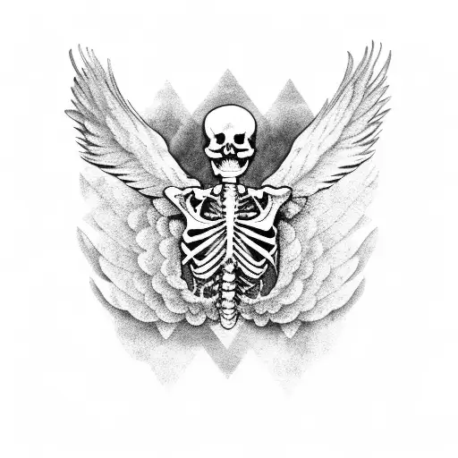 skeleton with wings tattoo design idea