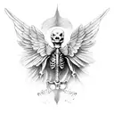 skeleton with wings tattoo design idea