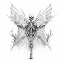 skeleton with wings tattoo design idea