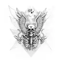 skeleton with wings tattoo design idea
