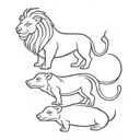 Lion, Pig, Tortoise, Fish swimming tattoo design idea