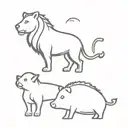 Lion, Pig, Tortoise, Fish swimming tattoo design idea