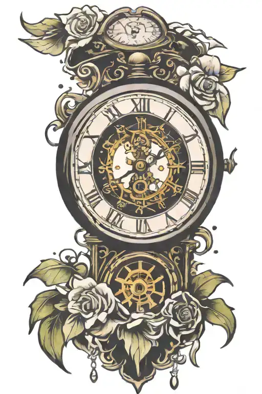 broken clock tattoo design idea