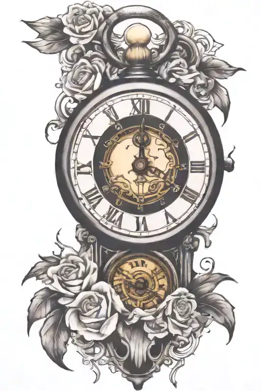 broken clock tattoo design idea