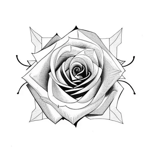 Rose with stem tattoo design idea