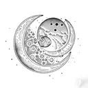 upside down crescent moon tattoo design idea